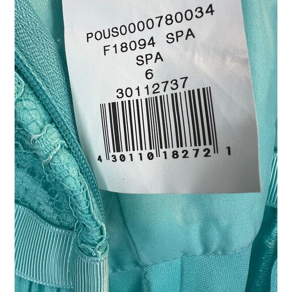 David's Bridal F18094 Blue Spa Short Scalloped Strapless Lace Mesh Dress Sz 6 - Picture 7 of 7